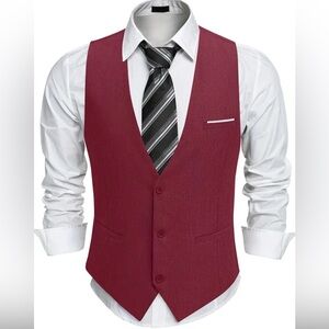 Men's crimson formal vest/ waistcoat
